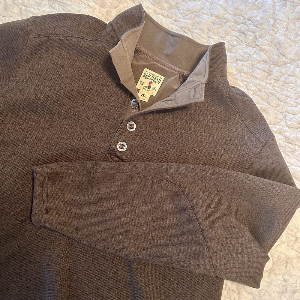Red Head Henley Sweater Men's 2XL Chunky Knit Fisherman Outdoors Gorpcore Camp